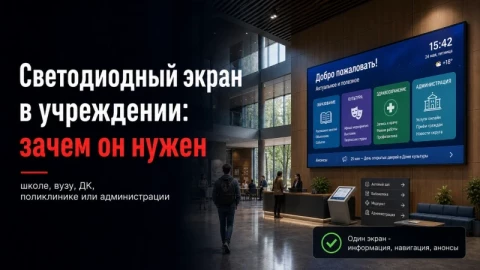 Светодиодный экран в учреждении: зачем он нужен школе, вузу, ДК, поликлинике или администрации